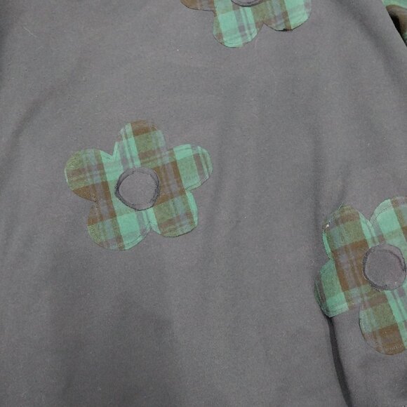 3730 Size 2X Pink Floyd Oversize Sweat Shirt Upcycled With Flannel Trim. - Picture 9 of 10